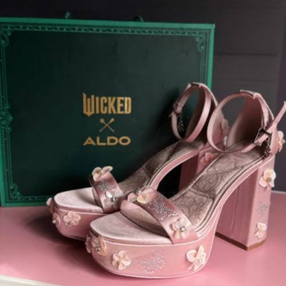 Aldo Pink Floral Embellished Heels
